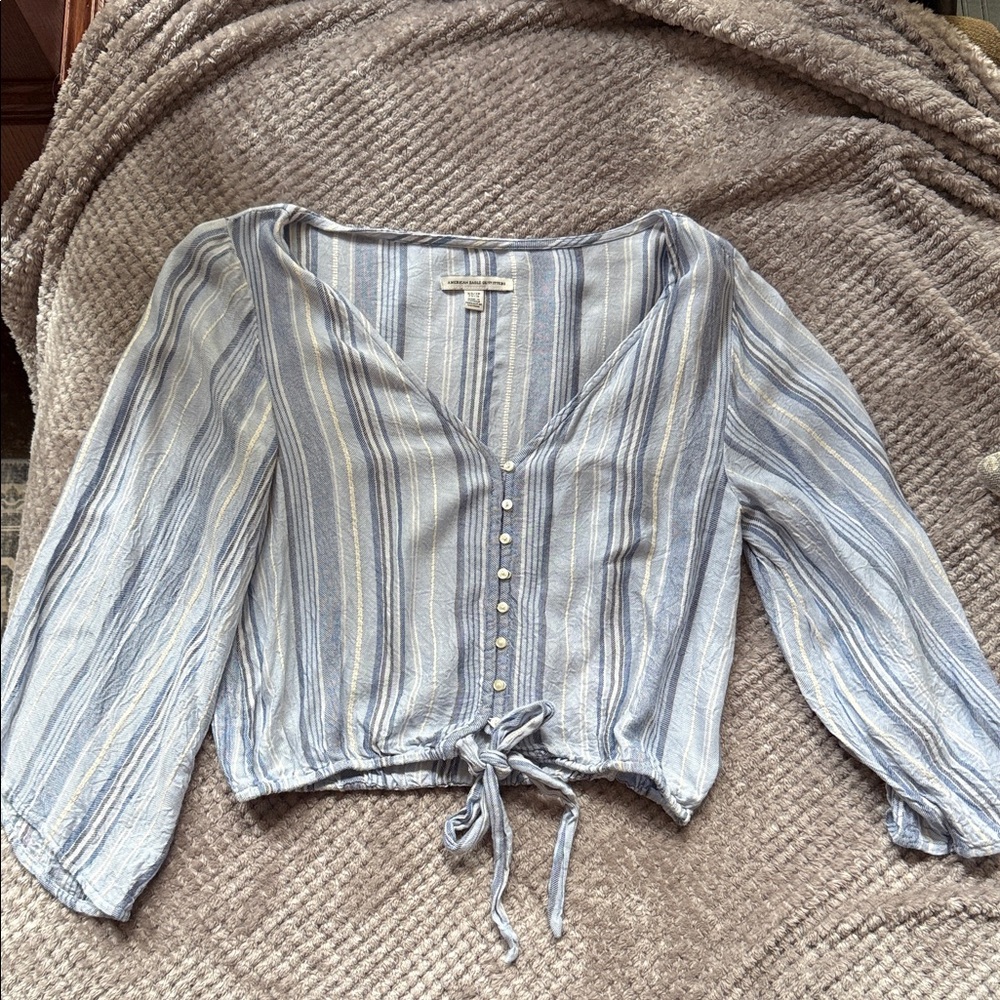 American Eagle Striped Blue Women's Cropped Top